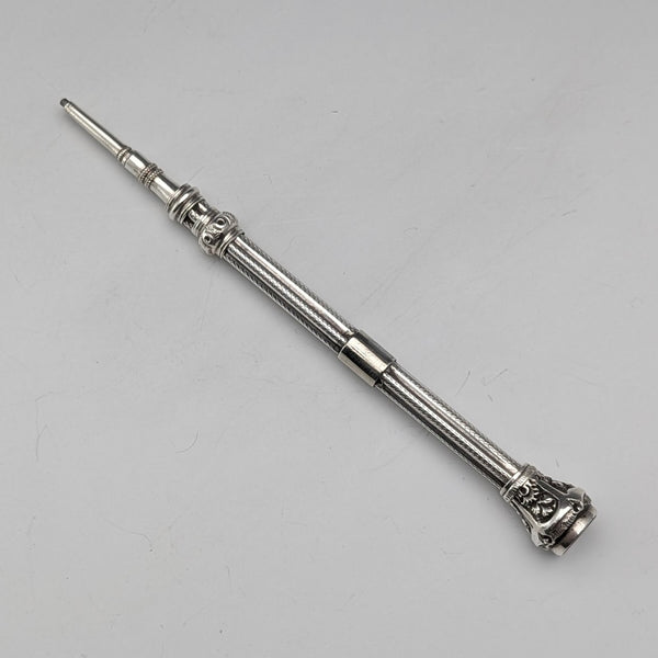 Circa 1900 Antique Silver Push-Pull Pencil 86-110mm